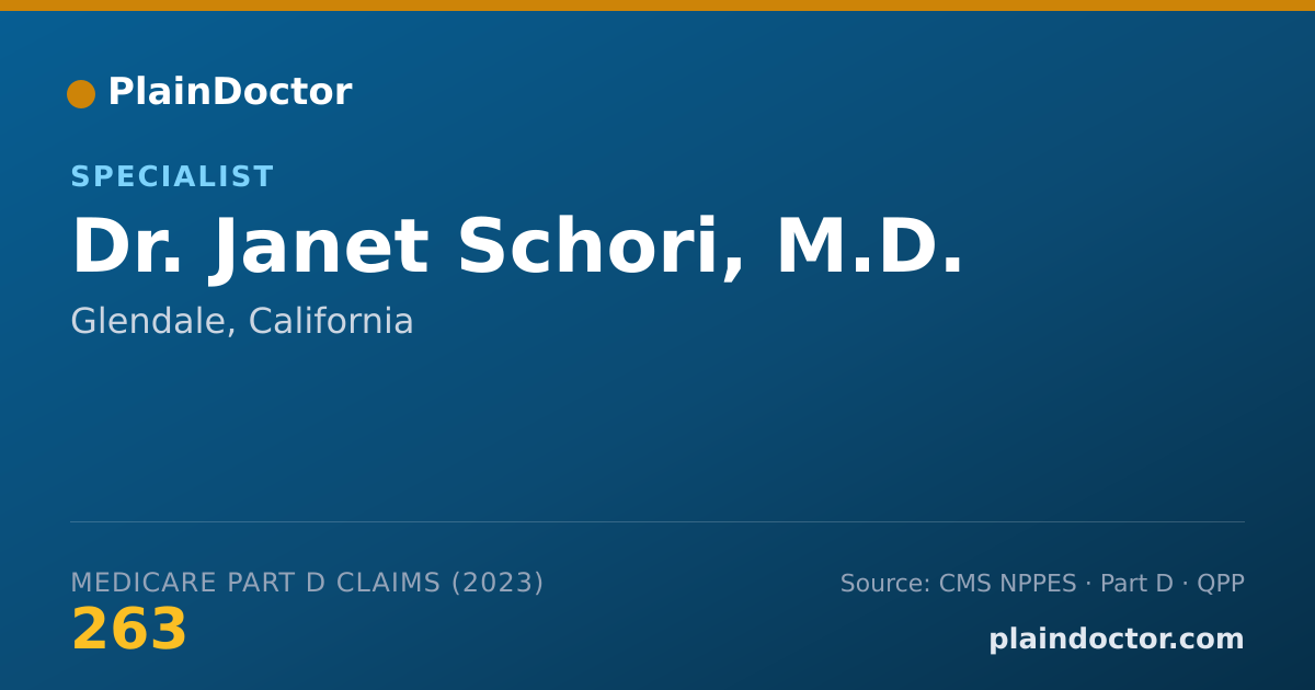 Shareable card for Janet Schori, M.D. - Specialist, Glendale, CA