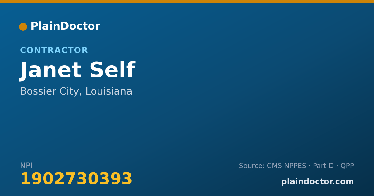 Shareable card for Janet Self - Contractor, Bossier City, LA