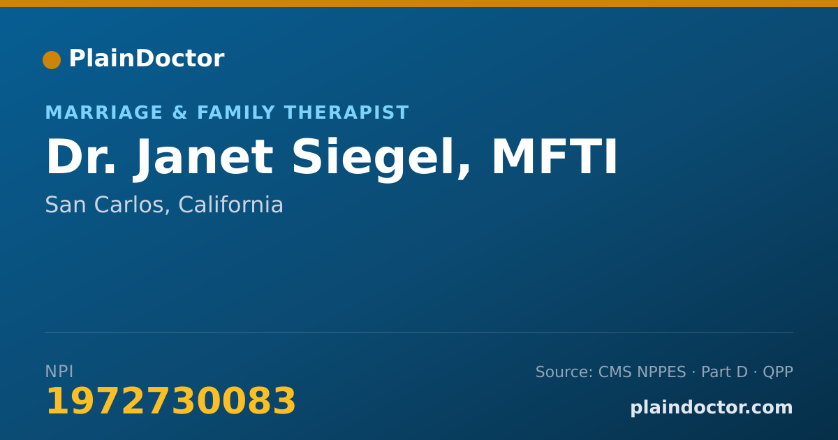 Shareable card for Janet Siegel, MFTI - Marriage & Family Therapist, San Carlos, CA