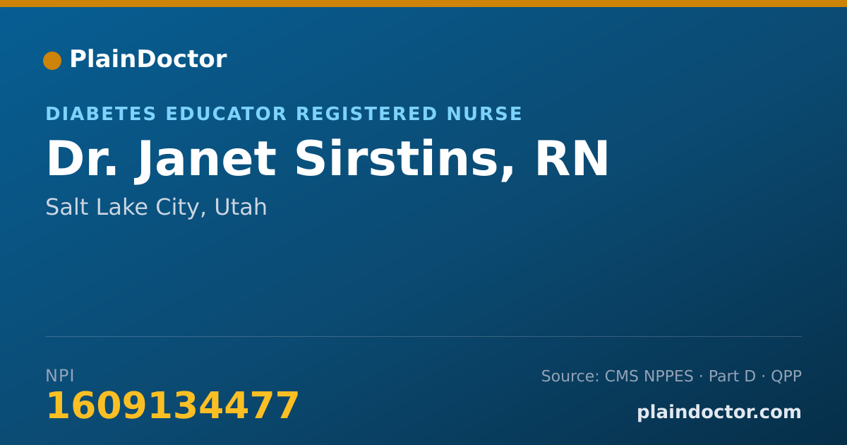 Shareable card for Janet Sirstins, RN - Diabetes Educator Registered Nurse, Salt Lake City, UT