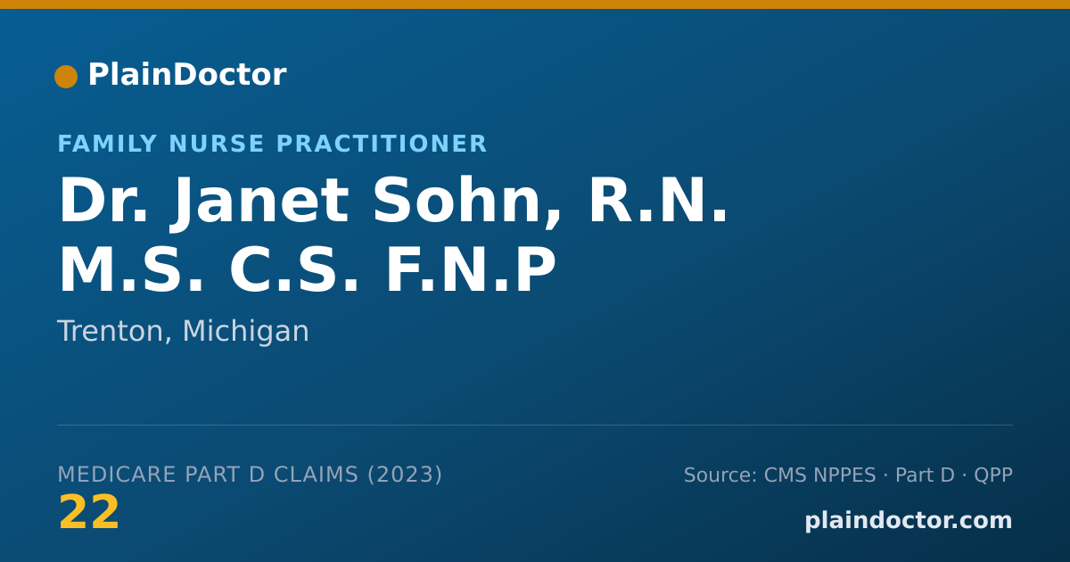 Shareable card for Janet Sohn, R.N. M.S. C.S. F.N.P - Family Nurse Practitioner, Trenton, MI