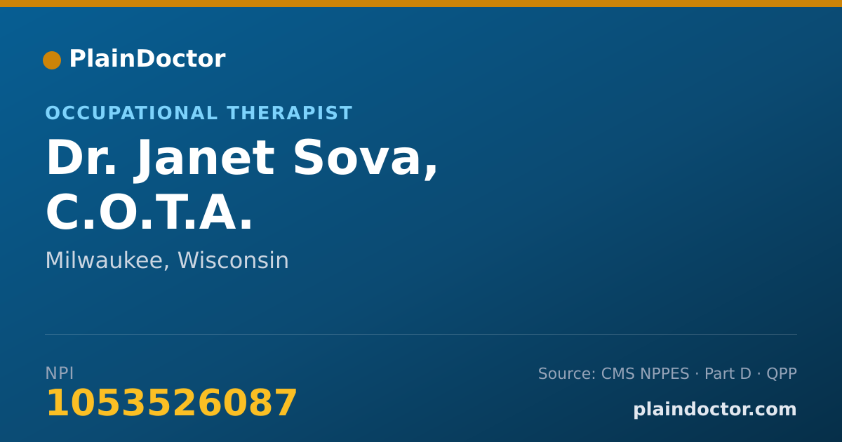 Shareable card for Janet Sova, C.O.T.A. - Occupational Therapist, Milwaukee, WI