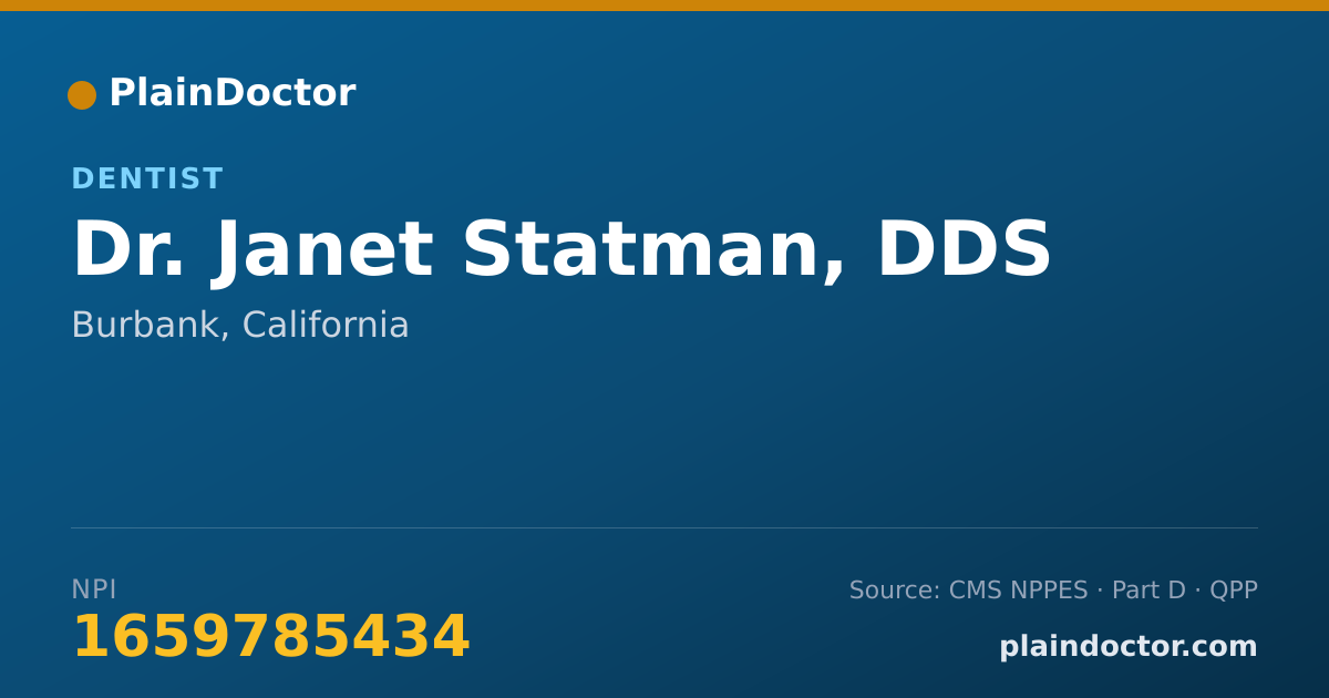 Shareable card for Janet Statman, DDS - Dentist, Burbank, CA