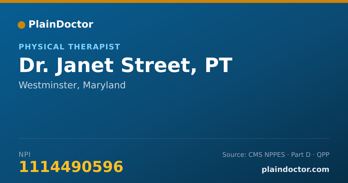 Shareable card for Janet Street, PT - Physical Therapist, Westminster, MD