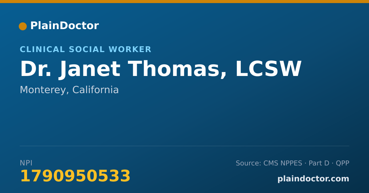 Shareable card for Janet Thomas, LCSW - Clinical Social Worker, Monterey, CA
