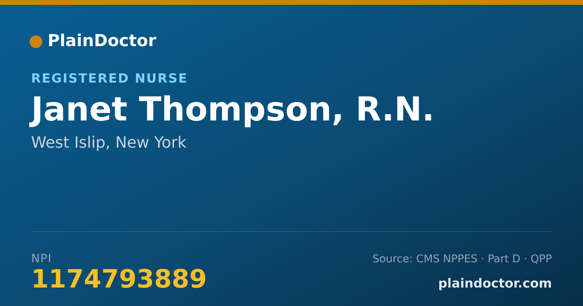 Shareable card for Janet Thompson, R.N. - Registered Nurse, West Islip, NY