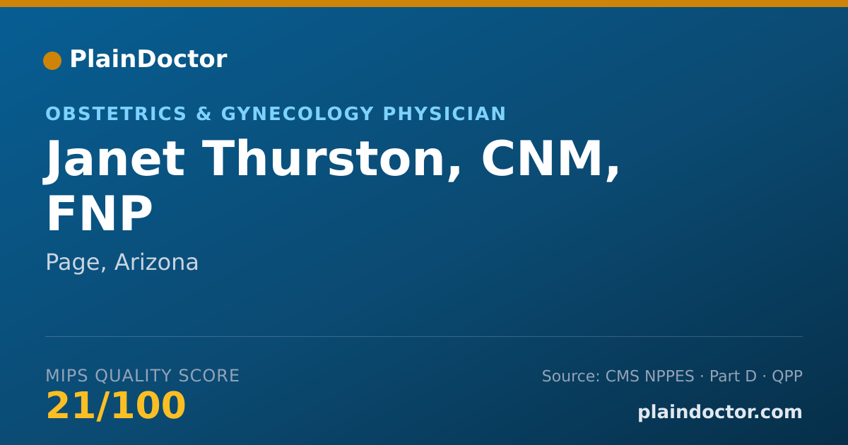 Shareable card for Janet Thurston, CNM, FNP - Obstetrics & Gynecology Physician, Page, AZ