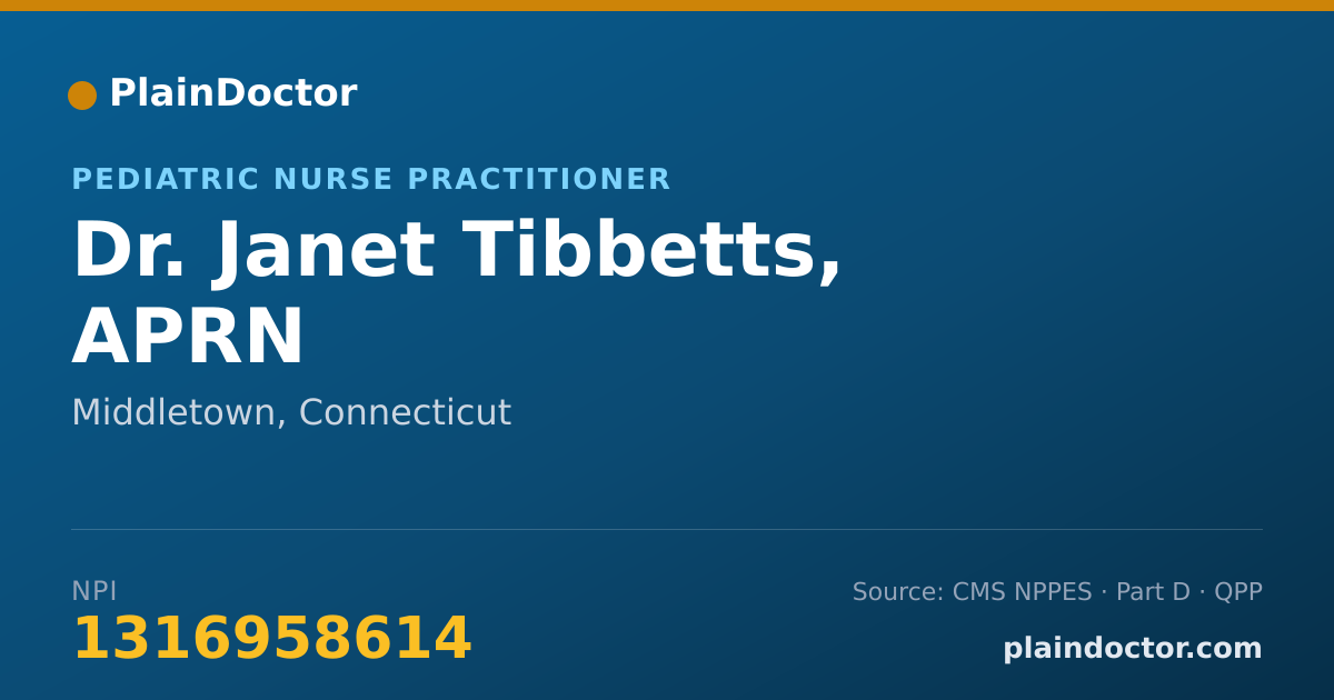 Shareable card for Janet Tibbetts, APRN - Pediatric Nurse Practitioner, Middletown, CT