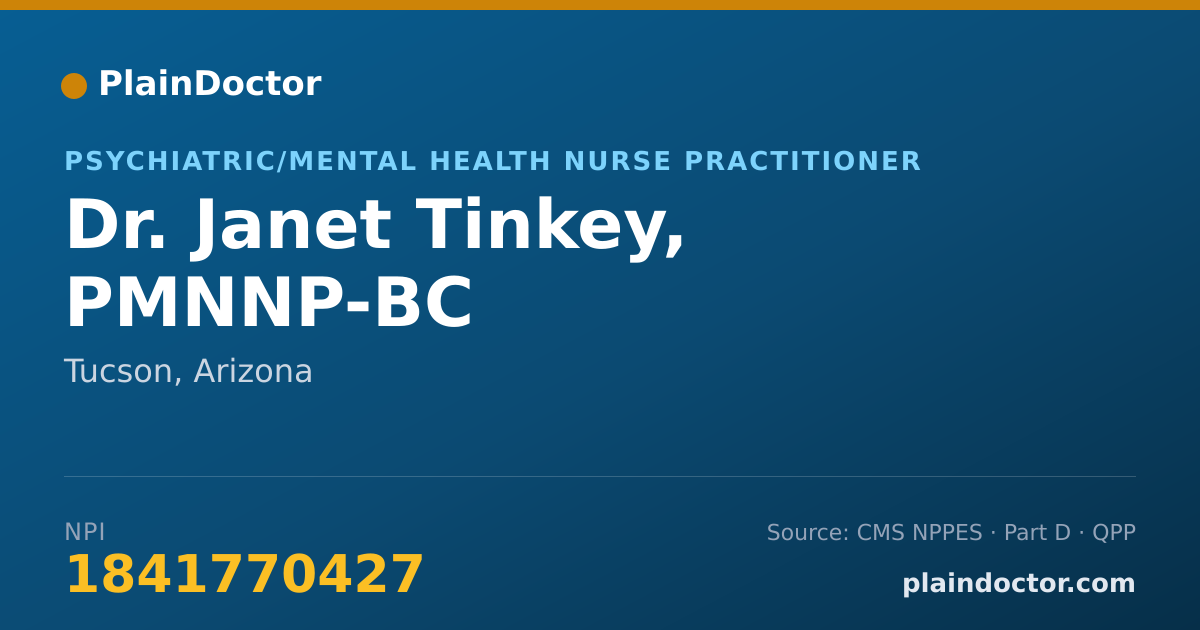 Shareable card for Janet Tinkey, PMNNP-BC - Psychiatric/Mental Health Nurse Practitioner, Tucson, AZ