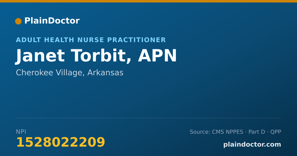 Shareable card for Janet Torbit, APN - Adult Health Nurse Practitioner, Cherokee Village, AR