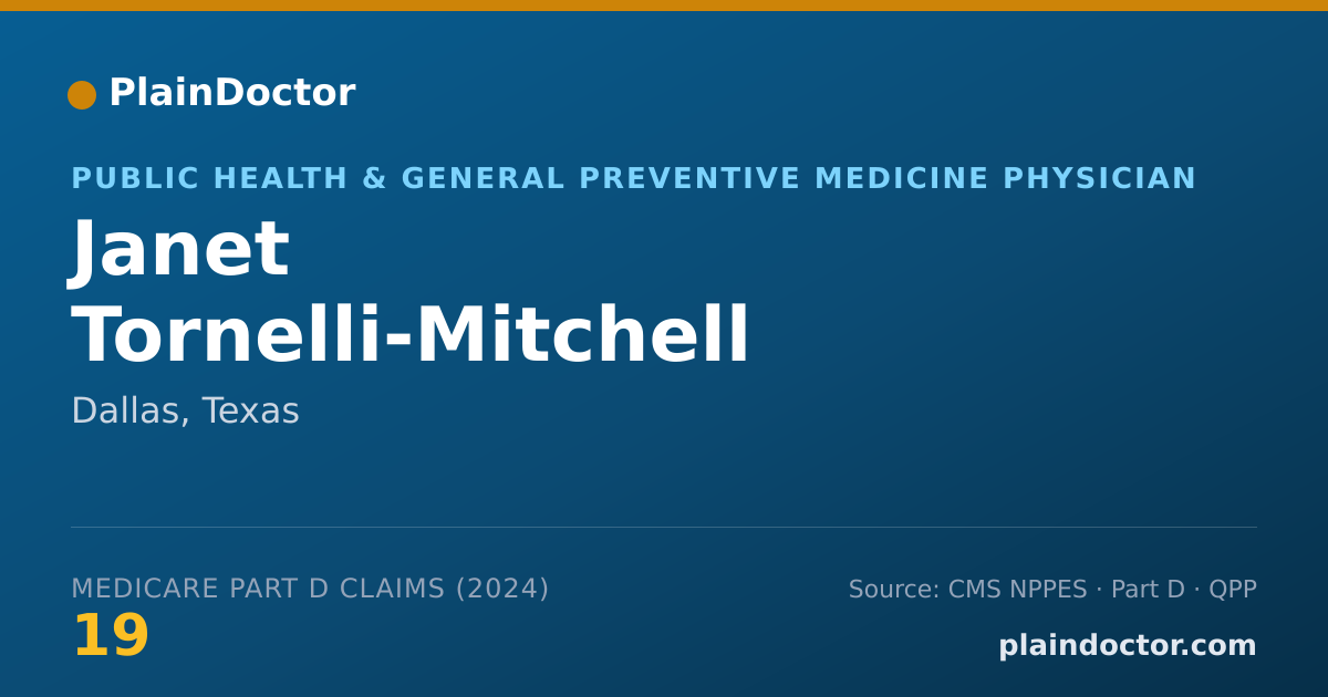 Shareable card for Janet Tornelli-Mitchell - Public Health & General Preventive Medicine Physician, Dallas, TX