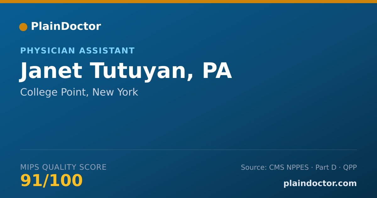 Shareable card for Janet Tutuyan, PA - Physician Assistant, College Point, NY