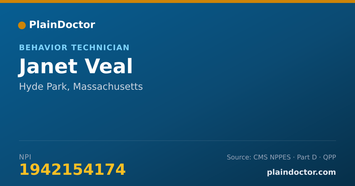Shareable card for Janet Veal - Behavior Technician, Hyde Park, MA