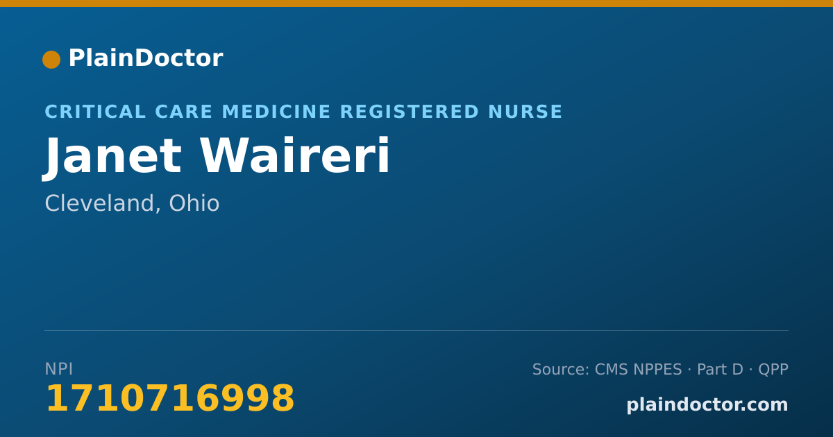 Shareable card for Janet Waireri - Critical Care Medicine Registered Nurse, Cleveland, OH