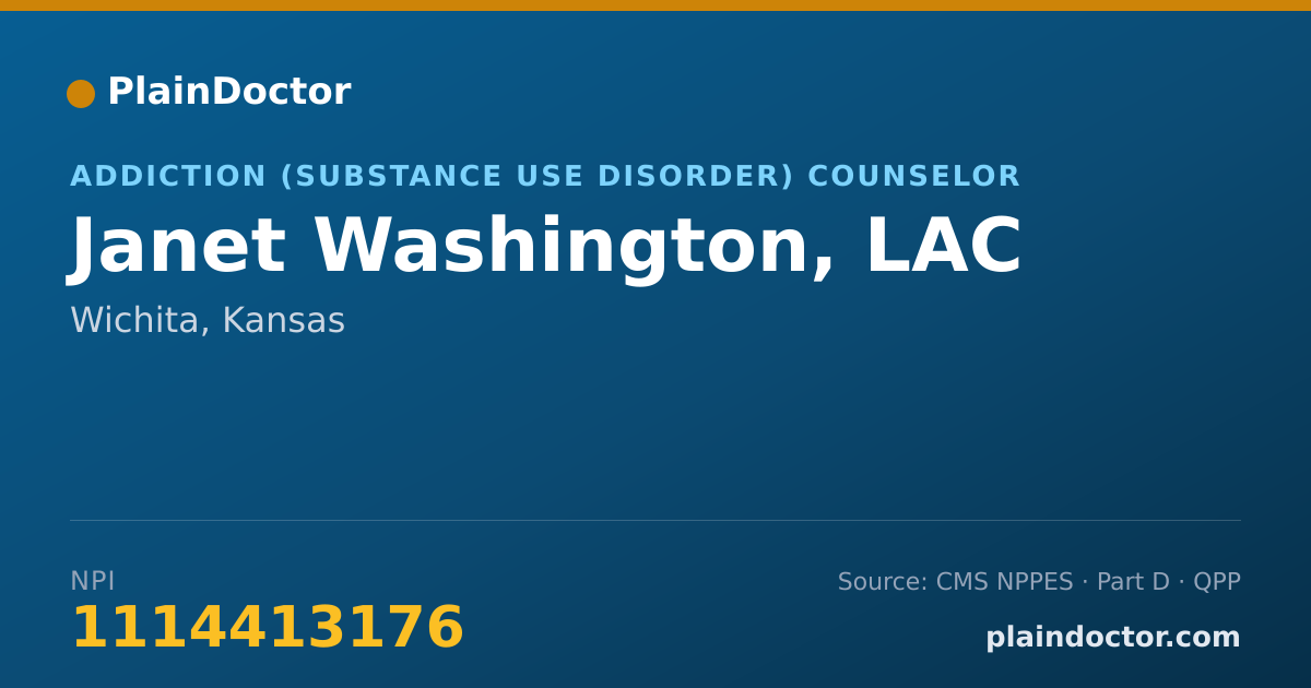 Shareable card for Janet Washington, LAC - Addiction (Substance Use Disorder) Counselor, Wichita, KS
