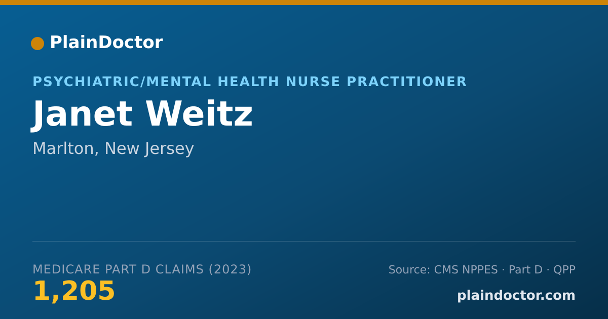 Shareable card for Janet Weitz - Psychiatric/Mental Health Nurse Practitioner, Marlton, NJ