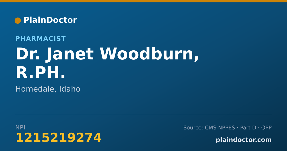 Shareable card for Janet Woodburn, R.PH. - Pharmacist, Homedale, ID