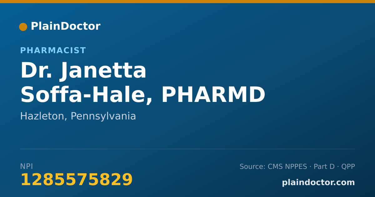 Shareable card for Janetta Soffa-Hale, PHARMD - Pharmacist, Hazleton, PA