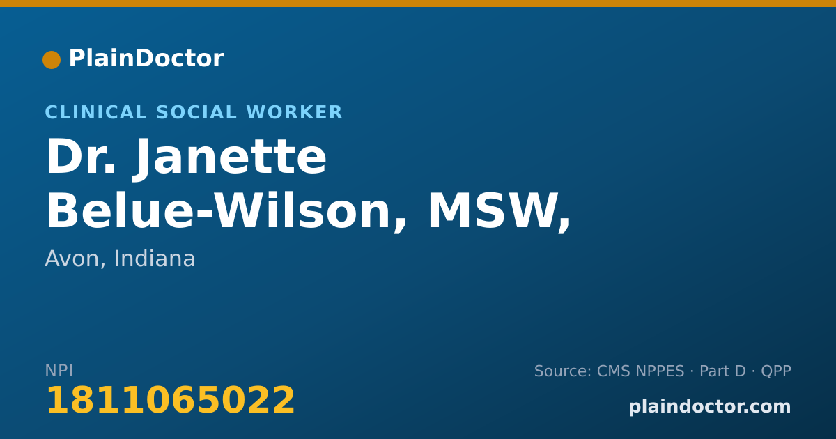 Shareable card for Janette Belue-Wilson, MSW, ACSW, LCSW, - Clinical Social Worker, Avon, IN