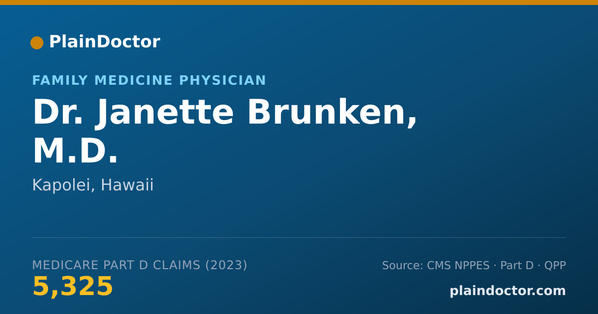 Shareable card for Janette Brunken, M.D. - Family Medicine Physician, Kapolei, HI