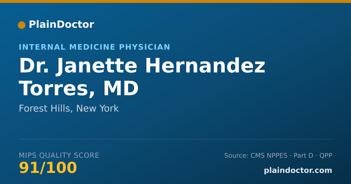 Shareable card for Janette Hernandez Torres, MD - Internal Medicine Physician, Forest Hills, NY