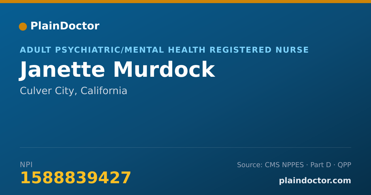 Shareable card for Janette Murdock - Adult Psychiatric/Mental Health Registered Nurse, Culver City, CA