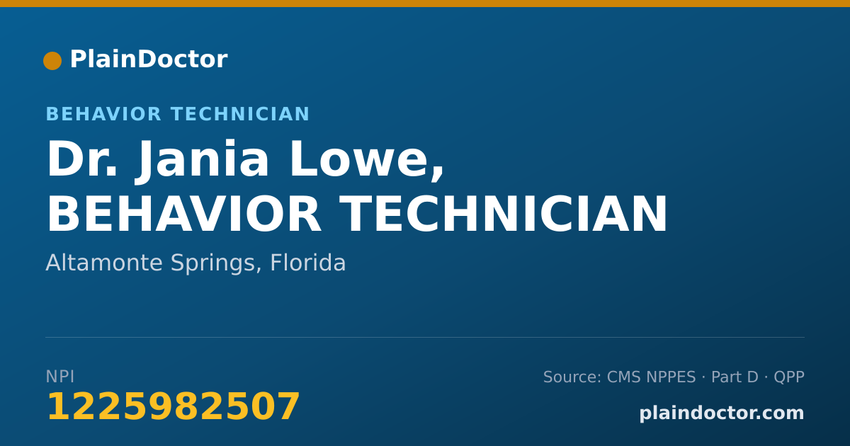 Shareable card for Jania Lowe, BEHAVIOR TECHNICIAN - Behavior Technician, Altamonte Springs, FL