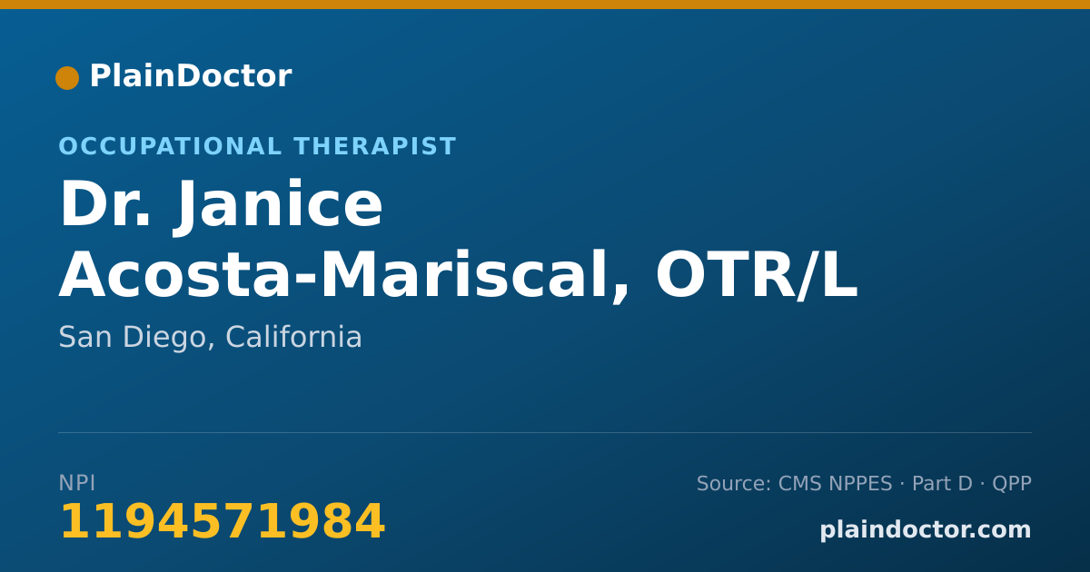 Shareable card for Janice Acosta-Mariscal, OTR/L - Occupational Therapist, San Diego, CA