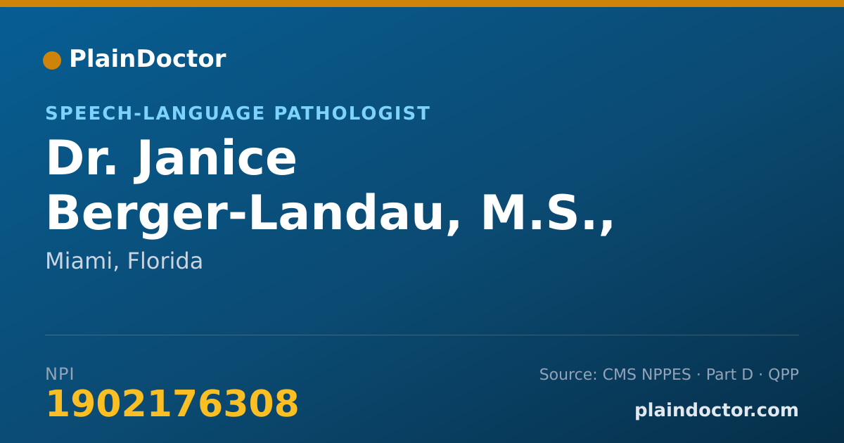 Shareable card for Janice Berger-Landau, M.S., CCC-SLP - Speech-Language Pathologist, Miami, FL