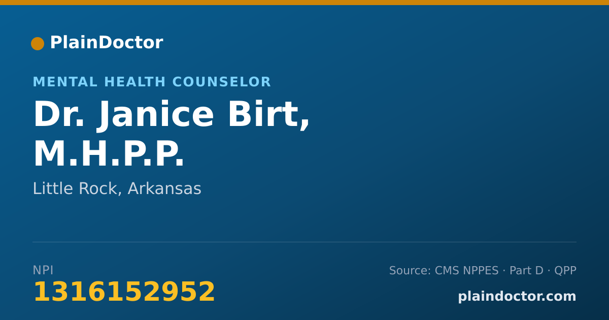 Shareable card for Janice Birt, M.H.P.P. - Mental Health Counselor, Little Rock, AR