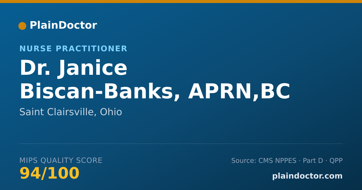 Shareable card for Janice Biscan-Banks, APRN,BC - Nurse Practitioner, Saint Clairsville, OH