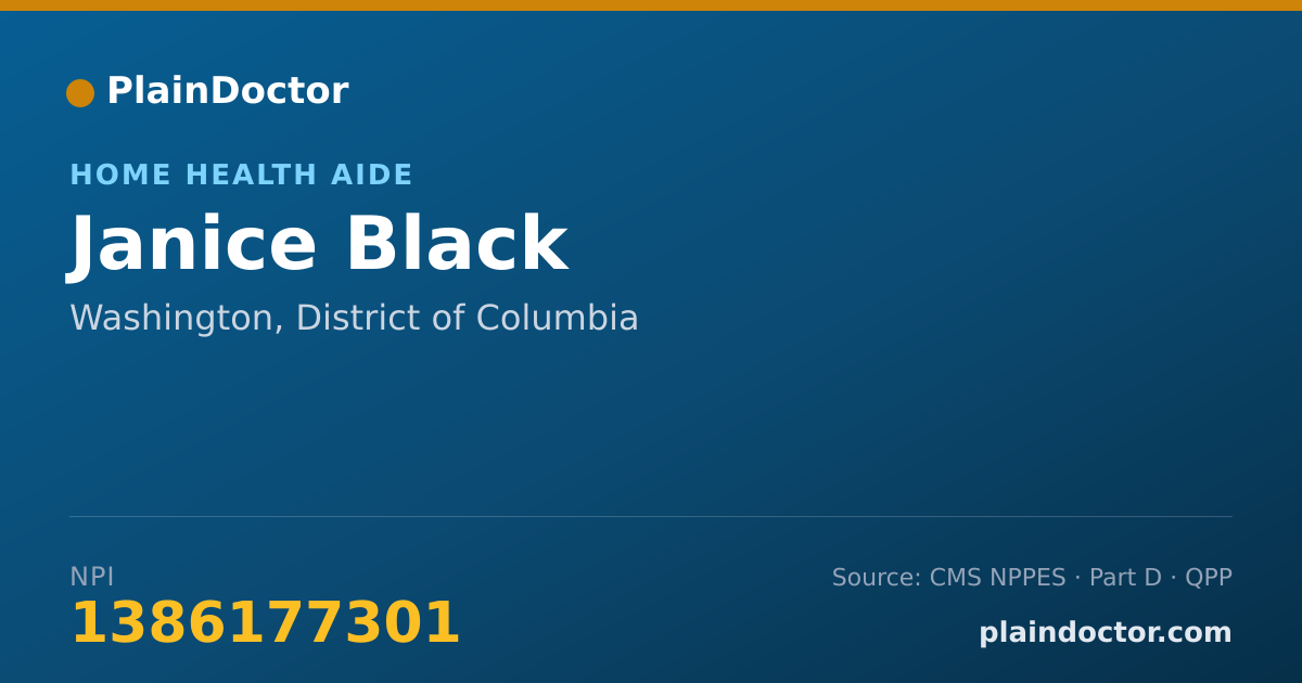 Shareable card for Janice Black - Home Health Aide, Washington, DC