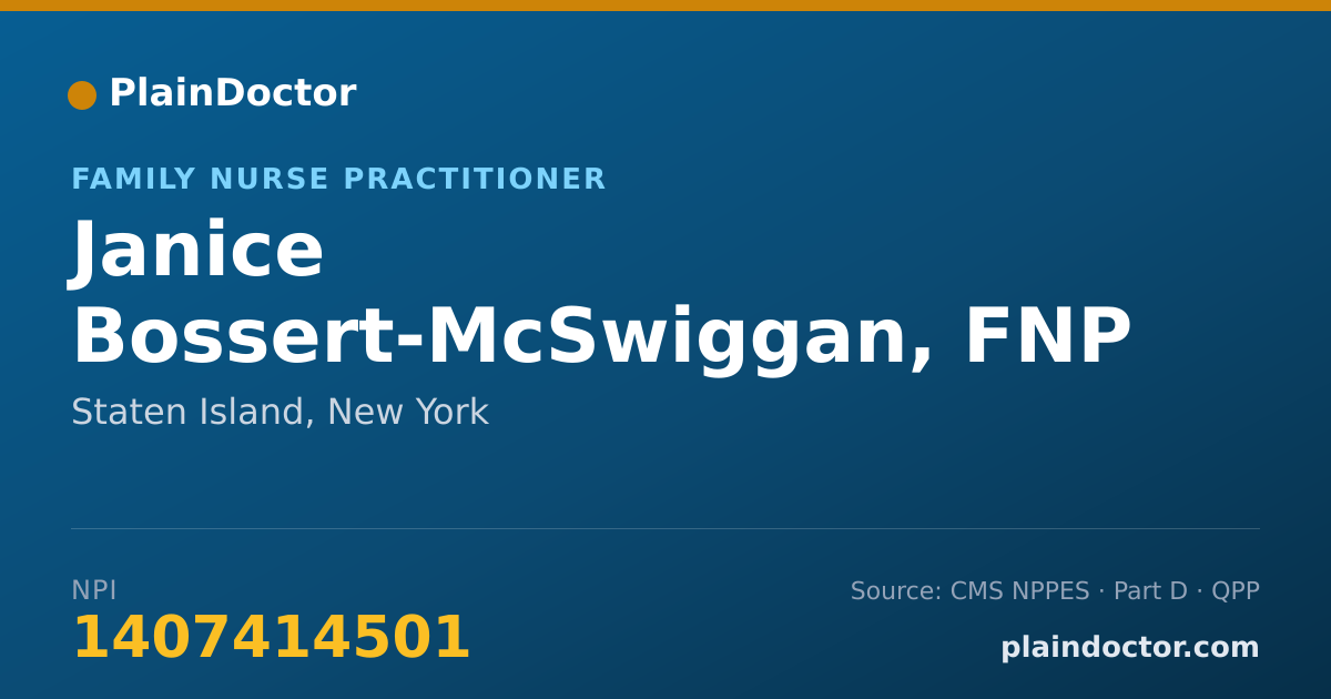 Shareable card for Janice Bossert-McSwiggan, FNP - Family Nurse Practitioner, Staten Island, NY