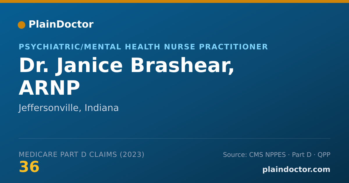 Shareable card for Janice Brashear, ARNP - Psychiatric/Mental Health Nurse Practitioner, Jeffersonville, IN