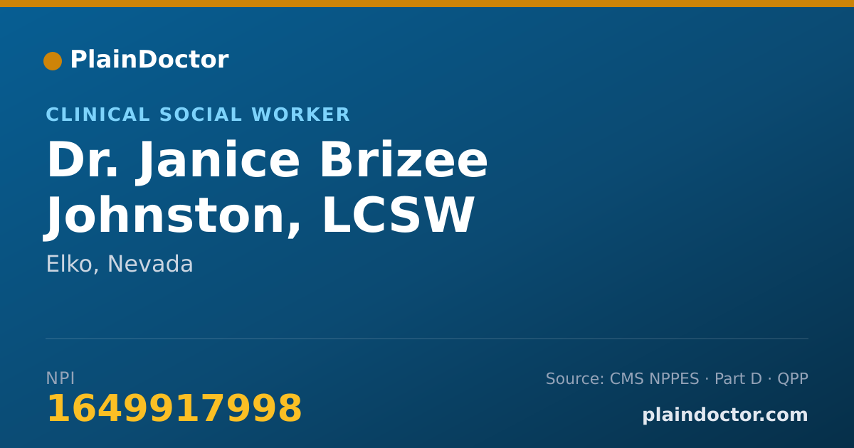Shareable card for Janice Brizee Johnston, LCSW - Clinical Social Worker, Elko, NV