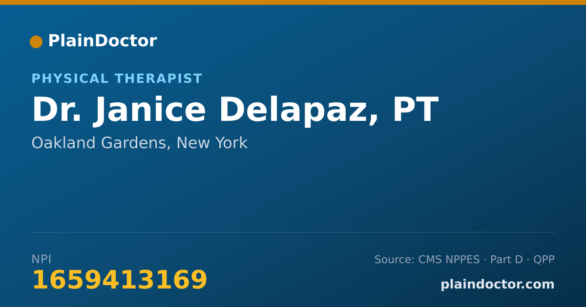Shareable card for Janice Delapaz, PT - Physical Therapist, Oakland Gardens, NY