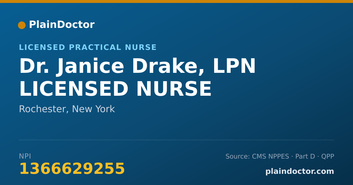 Shareable card for Janice Drake, LPN LICENSED NURSE - Licensed Practical Nurse, Rochester, NY