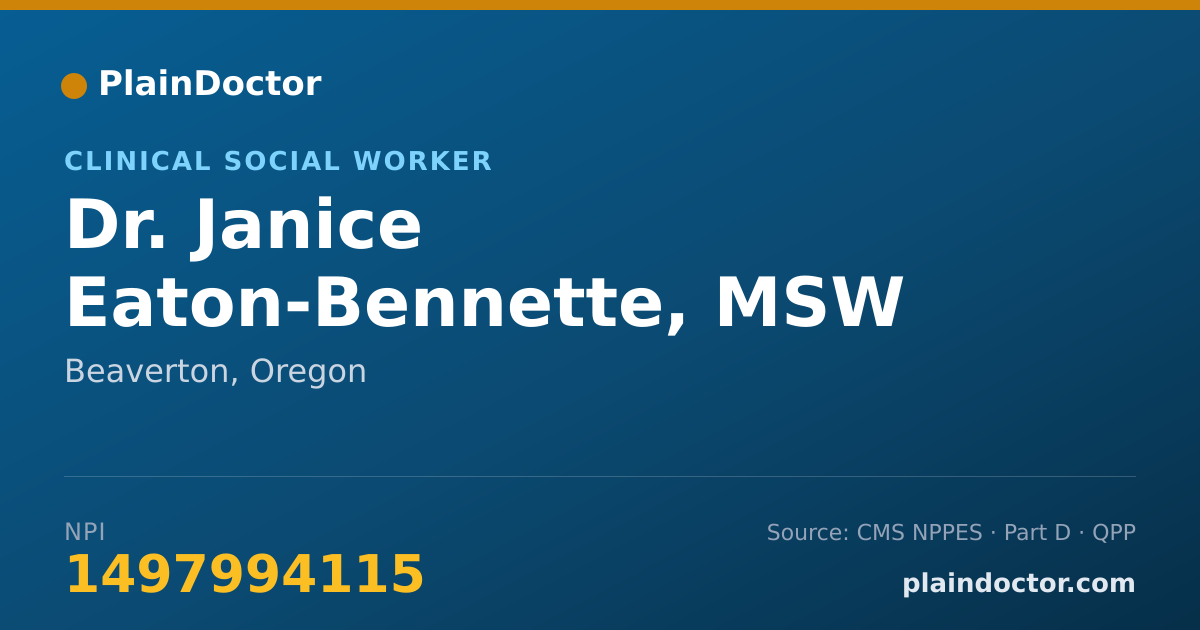 Shareable card for Janice Eaton-Bennette, MSW - Clinical Social Worker, Beaverton, OR