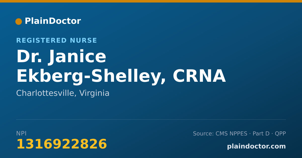 Shareable card for Janice Ekberg-Shelley, CRNA - Registered Nurse, Charlottesville, VA