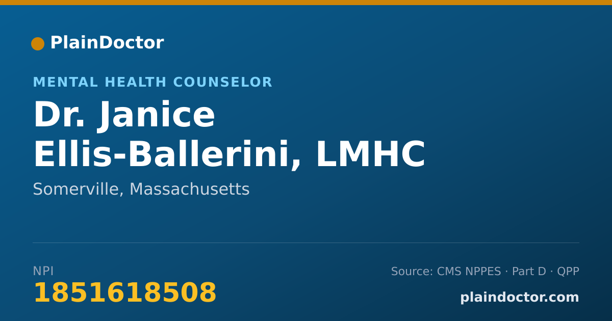 Shareable card for Janice Ellis-Ballerini, LMHC - Mental Health Counselor, Somerville, MA