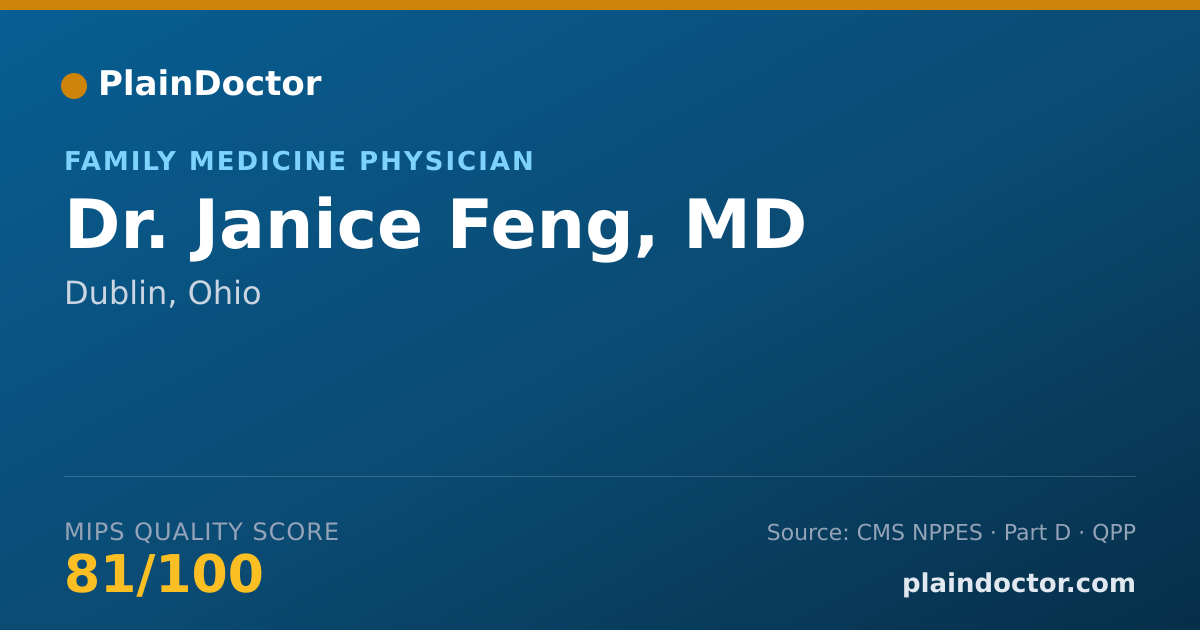 Shareable card for Janice Feng, MD - Family Medicine Physician, Dublin, OH