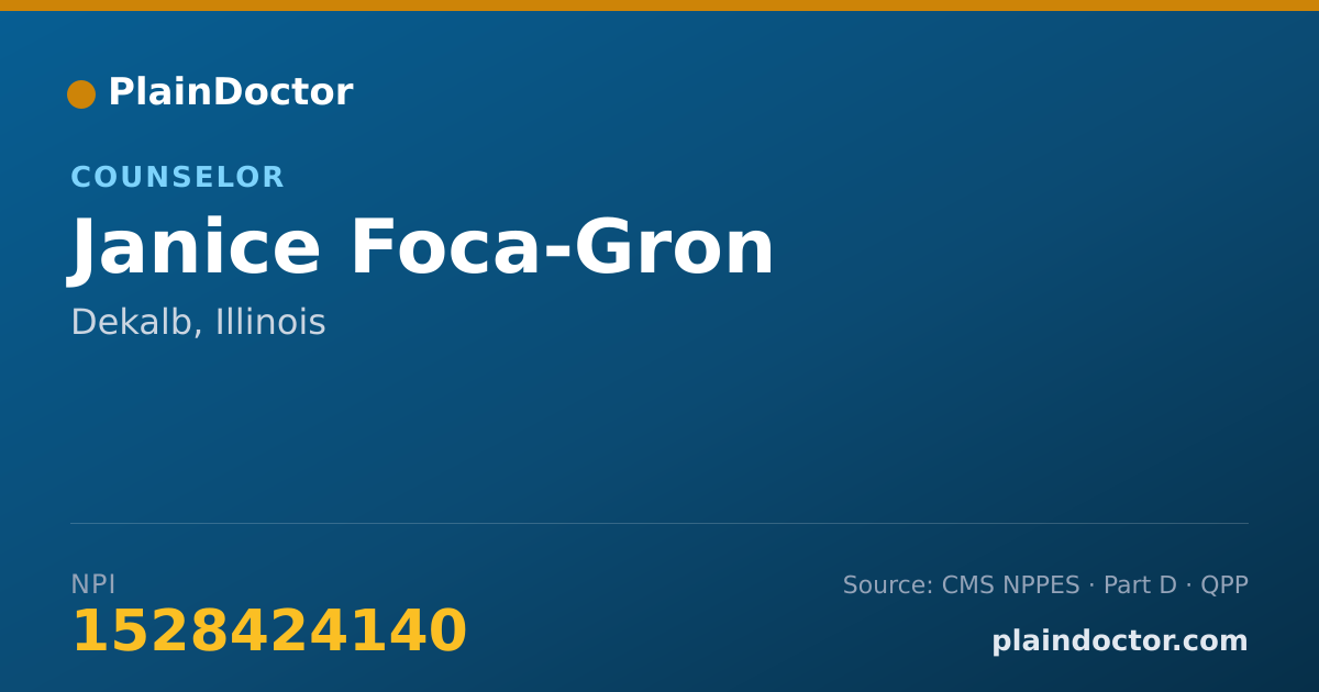 Shareable card for Janice Foca-Gron - Counselor, Dekalb, IL
