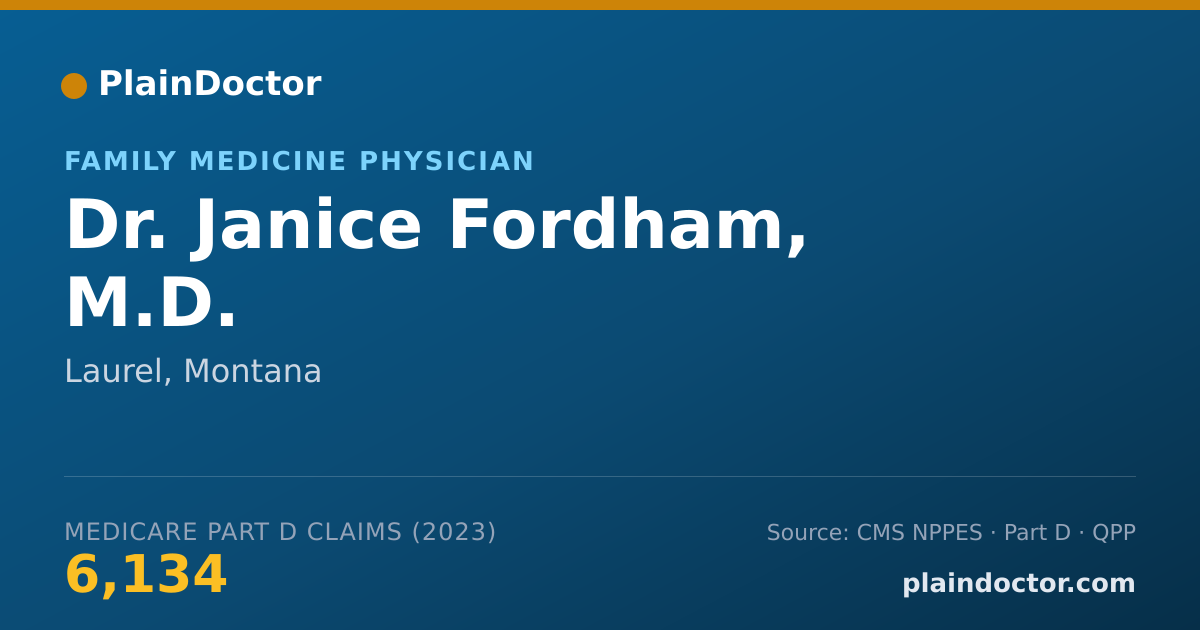 Shareable card for Janice Fordham, M.D. - Family Medicine Physician, Laurel, MT