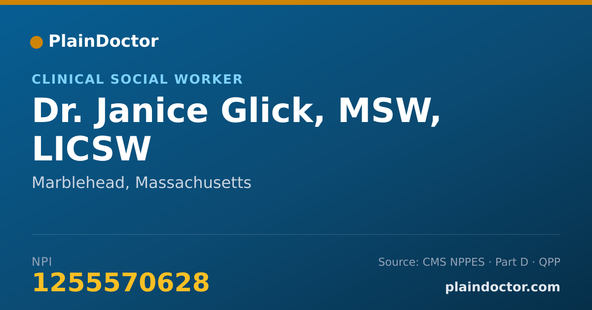 Shareable card for Janice Glick, MSW, LICSW - Clinical Social Worker, Marblehead, MA