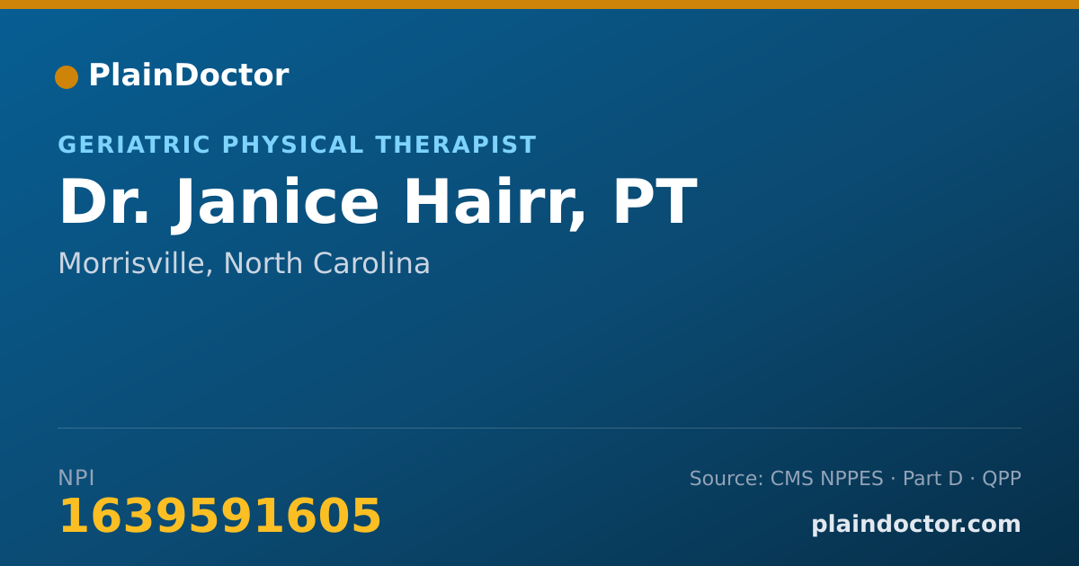 Shareable card for Janice Hairr, PT - Geriatric Physical Therapist, Morrisville, NC