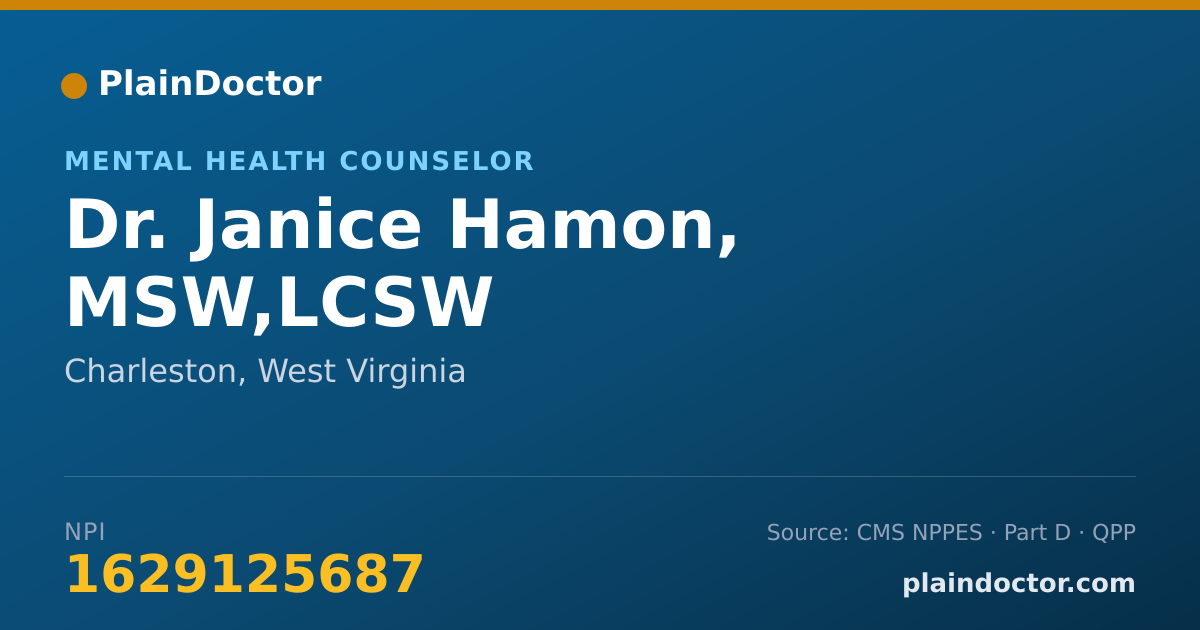 Shareable card for Janice Hamon, MSW,LCSW - Mental Health Counselor, Charleston, WV
