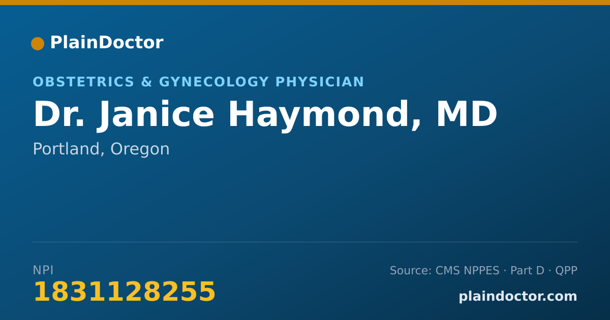 Shareable card for Janice Haymond, MD - Obstetrics & Gynecology Physician, Portland, OR
