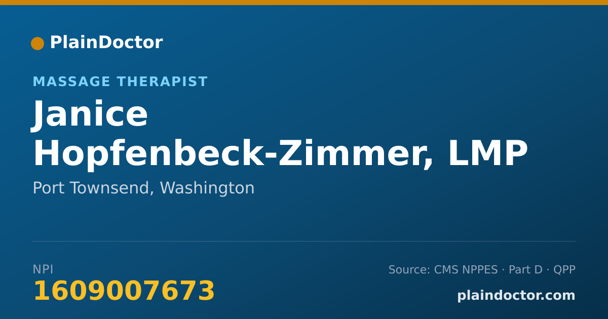 Shareable card for Janice Hopfenbeck-Zimmer, LMP - Massage Therapist, Port Townsend, WA