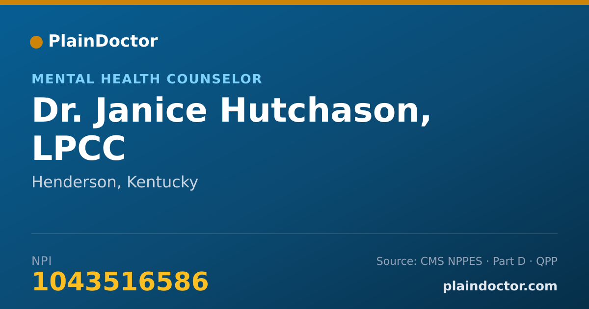 Shareable card for Janice Hutchason, LPCC - Mental Health Counselor, Henderson, KY