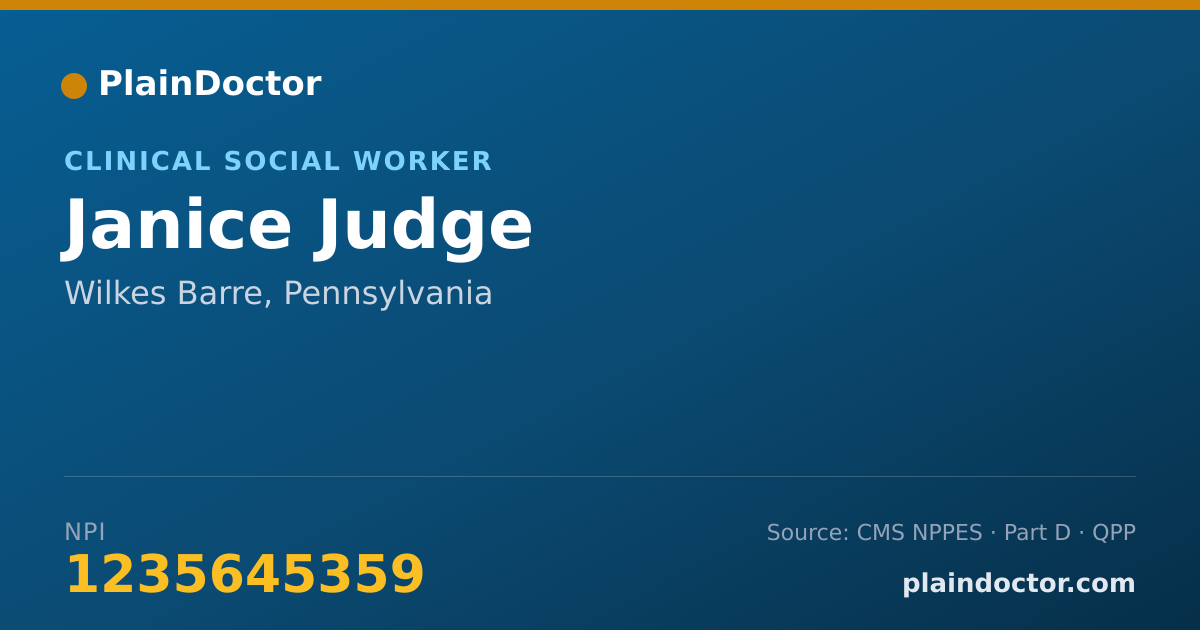 Shareable card for Janice Judge - Clinical Social Worker, Wilkes Barre, PA